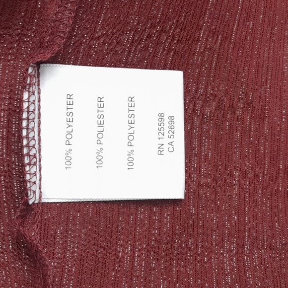 Ellen Tracy Sheer Top Large Maroon Red A101 - Picture 3 of 5
